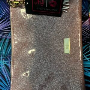 Makeup Junkie Bags Rose Pink Glitter Cosmetic Pouch